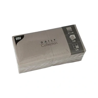 Afbeelding van PAPSTAR, 150 servetten &quot;Daily Collection&quot;, gevouwen, 4 24 x cm, grijs