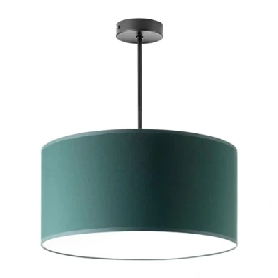Afbeelding van Miratic Hanglamp met lichtbron, vervangbaar, plafondlamp voor lamp fitting E27, max. 60 W (lamp niet inbegrepen), stoffen lampenkap, korte versie (flessengroen)