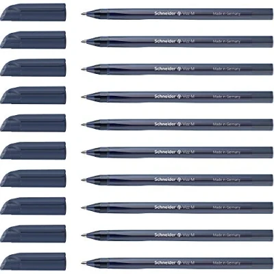 Image de Schneider Vizz 102223 Stylo à bille (pour une écriture facile et rapide, Couleur du corps = d&#039;écriture, largeur de trait M) 10 pièces, Bleu nuit