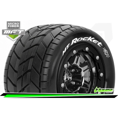 Afbeelding van Louise RC MFT MT ROCKET Maxx Bandenset Gemonteerd Sport 3.8 Bead Lock Velgen Zwart Chrome 1/2 Offset Zeskant 17mm