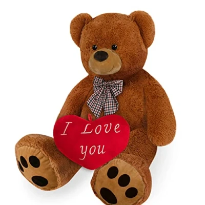 Afbeelding van Monzana Knuffelbeer met Hart XXL 150cm Bruin 26cm I Love You