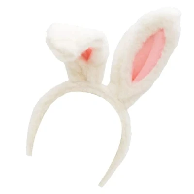 Afbeelding van TRIXES Hoofdband met paashaasoren Wit en Roze Fancy Dress Accessoire