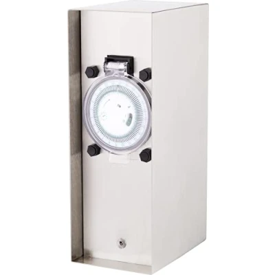 Afbeelding van BOLD 10039 Buitenstopcontact Met schakelklok 2 voudig RVS Zonder kabel,