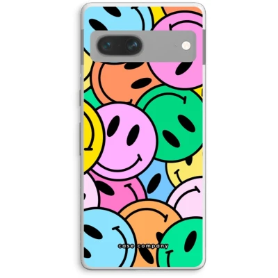 Afbeelding van Case Company® hoesje geschikt voor Google Pixel 7 Smiley N1 Soft Cover Telefoonhoesje Bescherming aan alle Kanten en Schermrand
