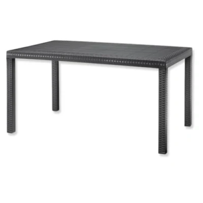 Afbeelding van Tomaino Rechthoekige tuintafel van kunststof in houtlook (zwart)
