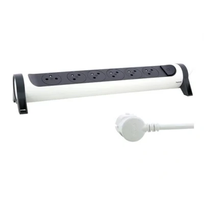 Afbeelding van Legrand Premium Contactdoos Stekkerdoos Verdeelstekker 6X2P Penaarde Belgie Verlengsnoer 3 Meter Zwart &amp; Wit