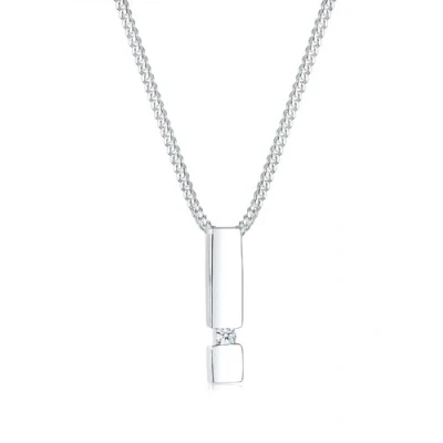Afbeelding van Elli PREMIUM Dames Halsketting Staaf Hanger Diamant (0.03 ct.) in 925 Sterling Zilver