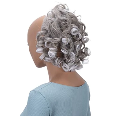 Afbeelding van CAISHA Haarstukje scrunchie Updo Volumineus Bun Slordig Krullend Grijs Donkerblond G34L