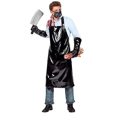 Afbeelding van Widmann Slager Kostuum Horror Halloween Hakker Man Zwart Large / XL Verkleedkleding