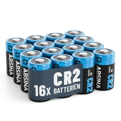 Afbeelding van ABSINA 16 x CR2 3 V lithiumbatterijen voor camera, camera en nog veel meer batterij waterdicht duurzaam met 800 mAh lithiumbatterij,