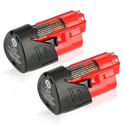 Afbeelding van Waitley M12 Set van 2 reservebatterijen 12 V 3 Ah voor Milwaukee 48 11 2411 2440 2402 gereedschap