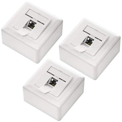 Afbeelding van deleyCON 3x CAT6a Universele Netwerkdoos 1x RJ45 Poort Afgeschermd Opbouw of Inbouw 10 Gigabit Ethernet Netwerk EIA/TIA 568A&amp;B Wit