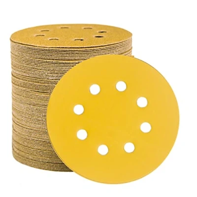 Afbeelding van STEBRUAM 100 stuks 125 mm schuurschijven, schuurschijven voor vlakschuurmachines en alle oscillerende gereedschappen, gele met klittenband 600 korrel 8 ronde gaten 12,7 cm