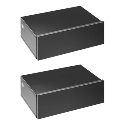 Afbeelding van HOMCOM set van 2 Nachtkastjes voor wandmontage, nachtkastjes, schuiflade, dienblad, spaanplaat, zwart