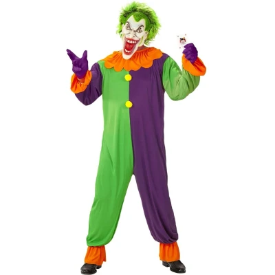 Afbeelding van Widmann Monster &amp; Griezel Kostuum Evil Joker Jose Man Groen, Paars Large Halloween Verkleedkleding