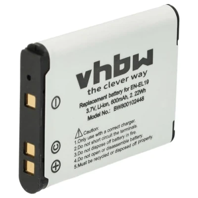 Afbeelding van vhbw 1 x batterijen, compatibel met Nikon CoolPix S3100, S3200, S2750, S2900, S2800, S32, S33 camera, digitale reflex (600 mAh, 3,7 V, Li ION)