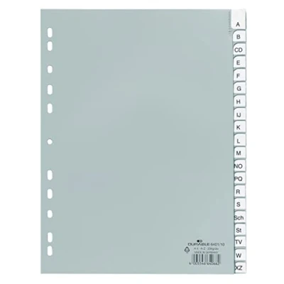 Afbeelding van Durable 640110 PP tabbladen voor A4, grijs, 20 stuks
