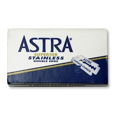 Afbeelding van 100 dubbele roestvrijstalen messen Astra Superior voor veiligheidsscheermes, gemaakt in Rusland door Gillette!