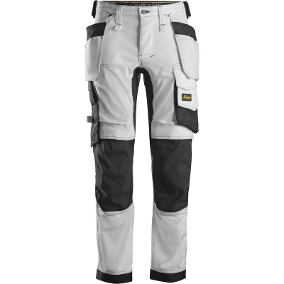 Afbeelding van Snickers AllroundWork Stretch Werkbroek Holsterzakken 6241 Mannen Wit/Zwart 50