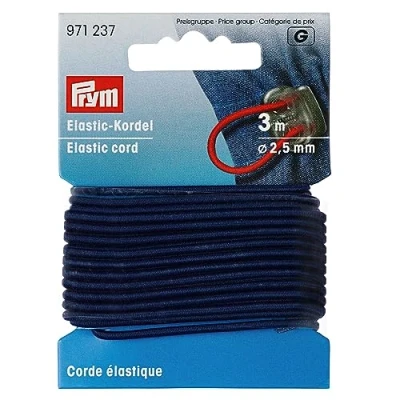 Afbeelding van Prym 971237 elastisch koord 2,5 mm 3 m marineblauw 60% ED 40% PE Ø