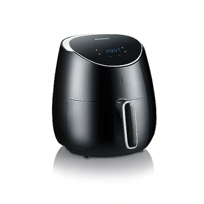 Image de SEVERIN Friteuse à air chaud XXL 2 000 W, sans huile avec technologie et 8 programmes automatiques, électrique odeur pour légume ou viande, noir, FR 2445