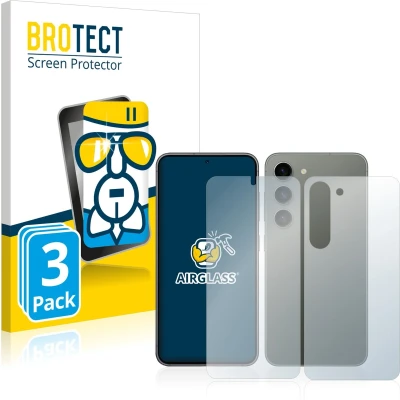 Afbeelding van BROTECT Screenprotector voor Samsung Galaxy S23 (Voor+Achter) Folie Beschermfolie Beschermglas transparant (3 Stuks)
