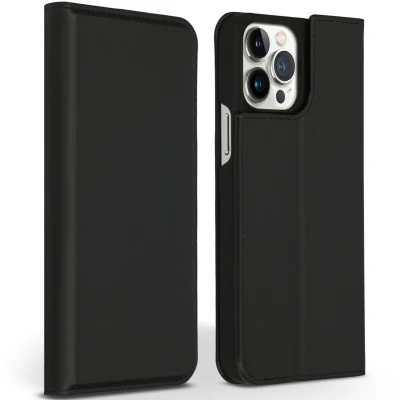 Afbeelding van Accezz Hoesje Geschikt voor iPhone 13 Pro Max Met Pasjeshouder Premium Leather Slim Bookcase Zwart