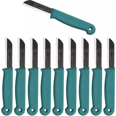 Afbeelding van Solingen Schilmesje RVS Glad 16 cm met &quot;Blade Cover&quot; Donker Groen 10 Stuks