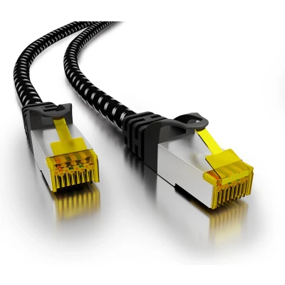 Afbeelding van Cat 7 F/FTP Netwerkkabel Patchkabel Afgeschermd Nylon braid mantel 10 Gbps 5 meter Zwart Allteq