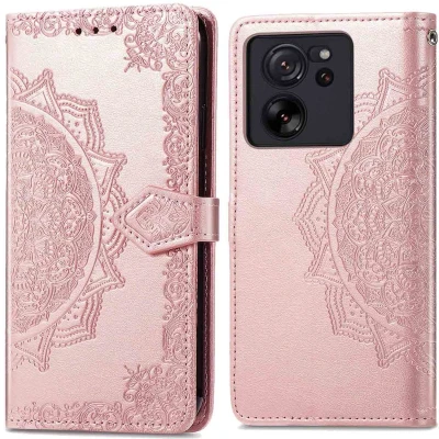 Afbeelding van iMoshion Hoesje Geschikt voor Xiaomi 13T Pro / Met Pasjeshouder Mandala Bookcase rosé goud