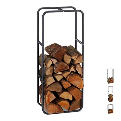 Afbeelding van relaxdays Brandhout rek haardhout opslag binnen buiten metaal 100 x 40 25 cm