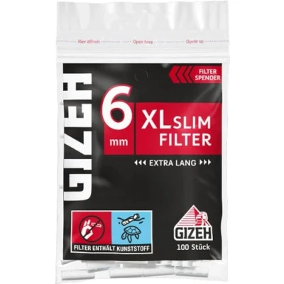 Afbeelding van Gizeh 415925015 zwart XL Slim, filter 20 zakken x 100, diameter 6 mm, lengte 19 mm