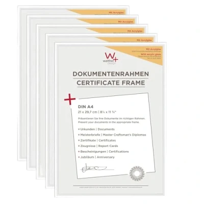 Image de walther design cadre photo blanc 21 x 29,7 cm (DIN A4) avec verre d’art 5 pack, en plastique New Lifestyle KVX130W5
