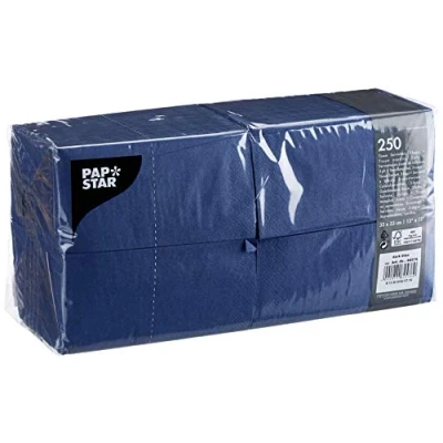 Afbeelding van PAPSTAR 84576 250 drielaagse 8 voudige servetten, 33 x cm, donkerblauw