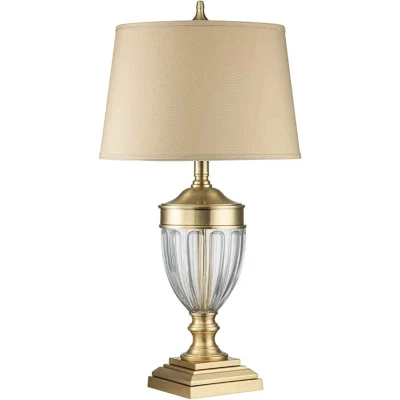 Afbeelding van Textiel tafellamp Dennison 1 brushed brass