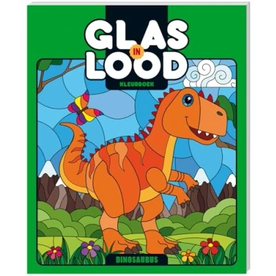 Afbeelding van Glas in lood kleurboek Dinosaurus