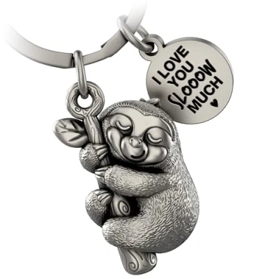 Afbeelding van FABACH Dreamy Luiaard sleutelhanger Mooie geluksbrenger voor vrouwen beste vriendin Cadeau luie liefhebbers, Antieke zilver, Modern