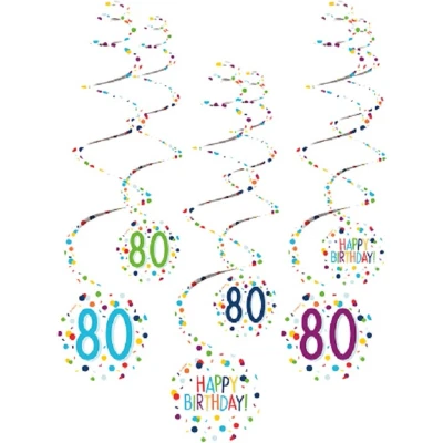 Afbeelding van Amscan Spiraalslingers 80 Confetti Birthday 61 Cm Papier 6 Stuks