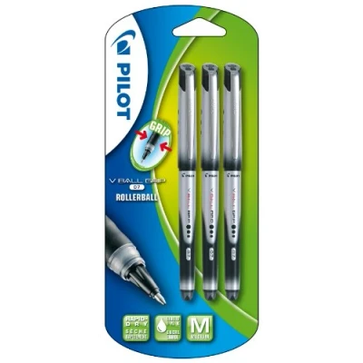 Afbeelding van Pilot Blister 3 V Ball Grip 0,7 Vloeibare inktroller Zwart Medium punt