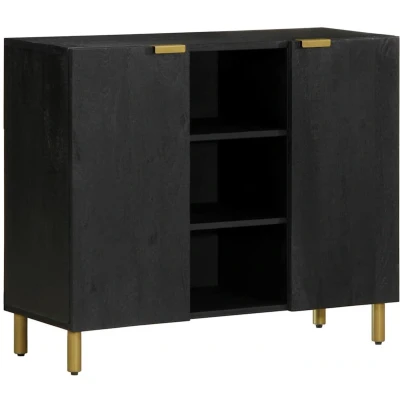 Afbeelding van vidaXL Dressoir 90x33x75 cm bewerkt hout zwart