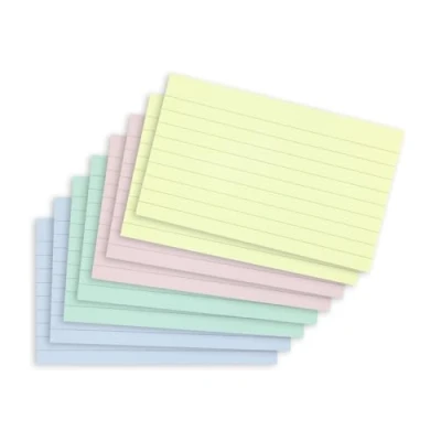 Afbeelding van SUMMIT Revisiekaarten, 400 stuks, gelinieerd, pastelkleuren, 7,5 x 12,5 cm