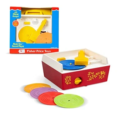 Afbeelding van Fisher Price Classiques 1697 muziekdoos, draaitafel, muziekspeelgoed voor baby&#039;s, interactief educatief speelgoed met 10 liedjes, speelgoed, retro cadeau vanaf 18 maanden