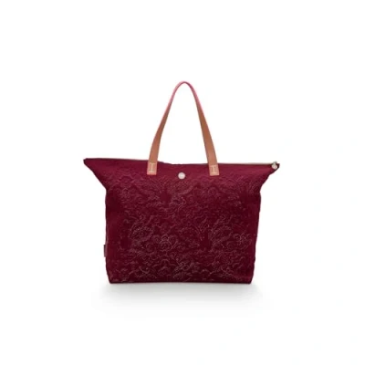 Afbeelding van Pip Studio Tote Bag Velvet Quiltey Days Rood 66x20x44cm