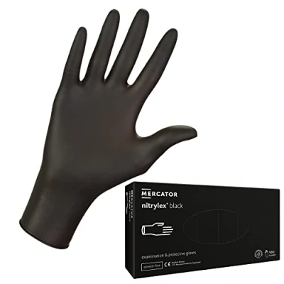 Afbeelding van MERCATOR MEDICAL NITRYLEX Wegwerphandschoenen, zwart, poedervrij, 100 stuks, maat XL