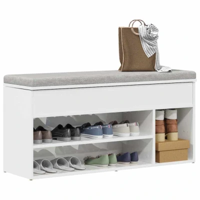 Afbeelding van Schoenenrek 102x30,5x45 cm bewerkt hout hoogglans wit