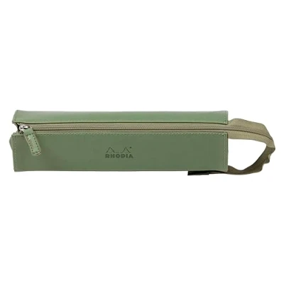 Afbeelding van RHODIA 319031C pennenetui Rhodiarama salie 23 x 5 cm platte opening voor gebruik als kunstleer opslag van pennen, potloden, viltstiften, kleine benodigdheden