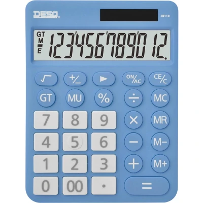 Afbeelding van DESQ® Bureau Rekenmachine 12 Cijfers XLarge MU GT Sky blauw New Generation Grote toetsen