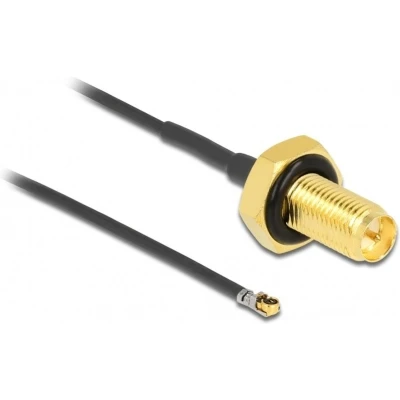 Afbeelding van MHF 4L LK (v) RP SMA kabel met afdichtring Micro Coax (1,37 mm) 50 Ohm / zwart 0,10 meter