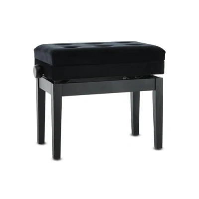 Afbeelding van GEWA Pianobank Deluxe Compartment (massief hout, breukbelasting 2 ton, zitvlak 52 x 30 cm, nauwkeurig schaarmechanisme, hoogte 48 tot 57 cm), mat zwart
