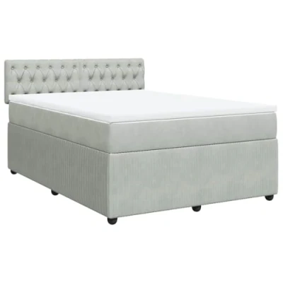 Afbeelding van vidaXL Boxspring met matras fluweel lichtgrijs 160x200 cm